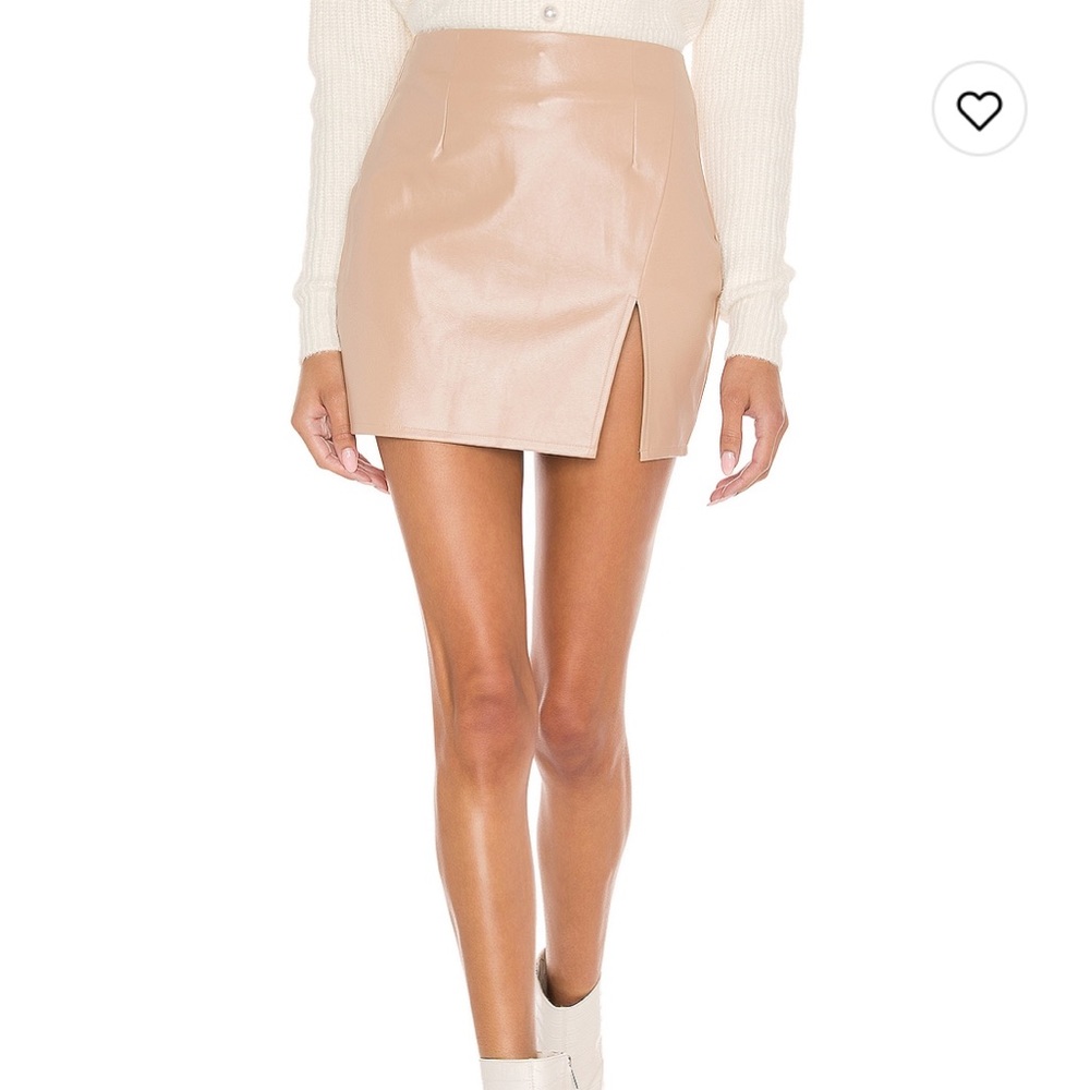 Faux leather nude mini skirt